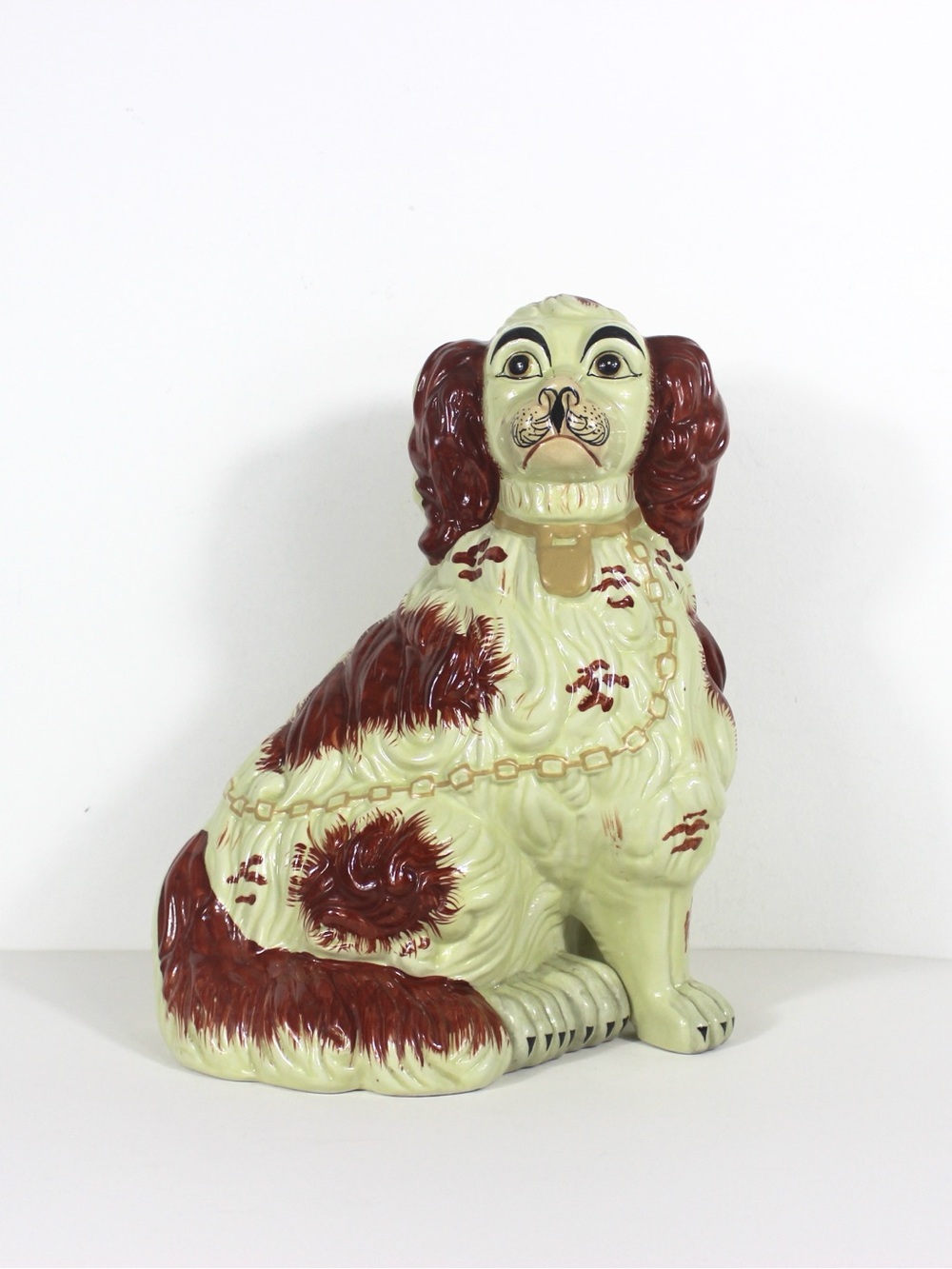 Very Large Vintage Staffordshire Spaniel Dog Hand Painted Collectible
